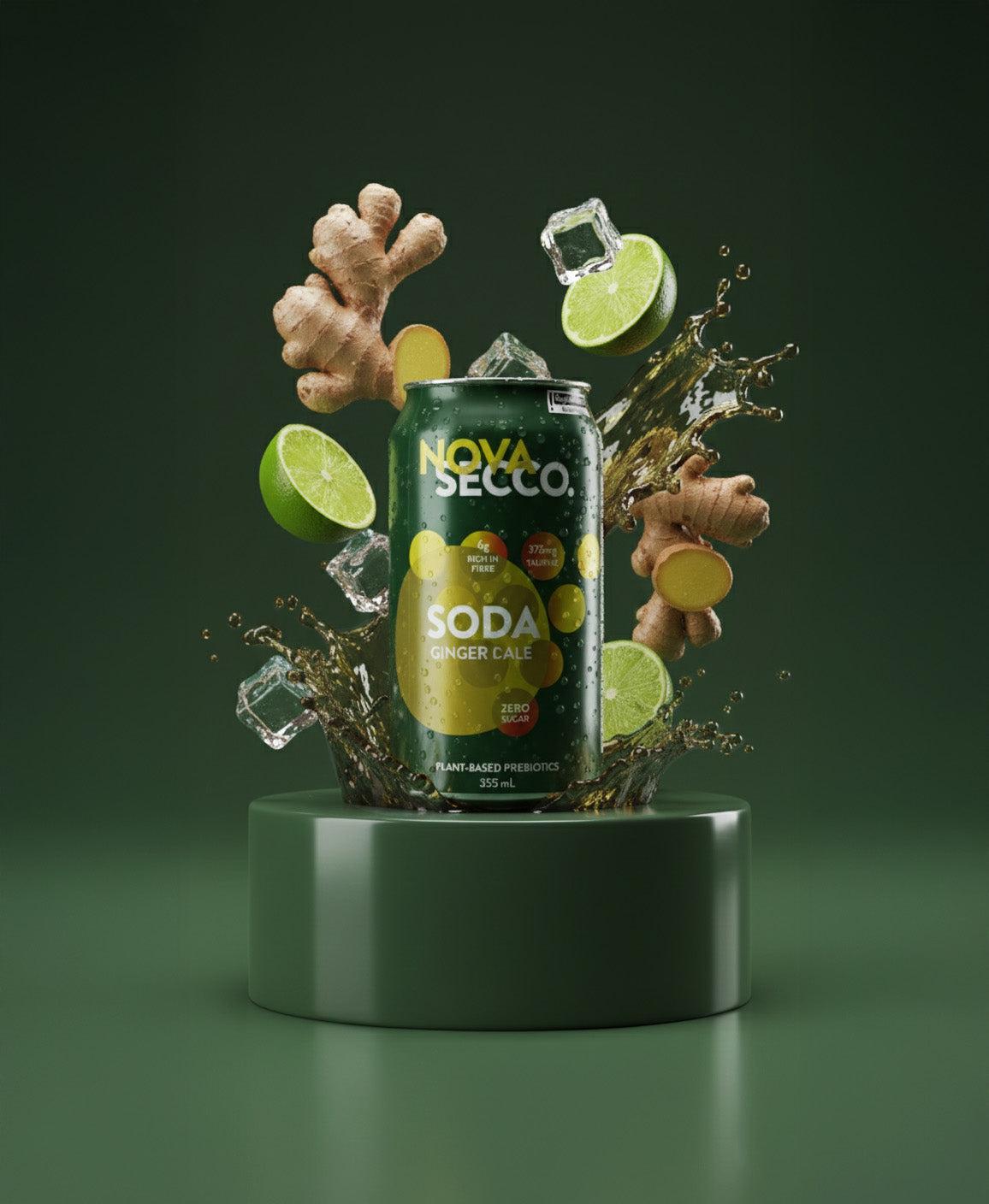 Novasecco Ginger Ale can, prebiotic sparkling ginger soda