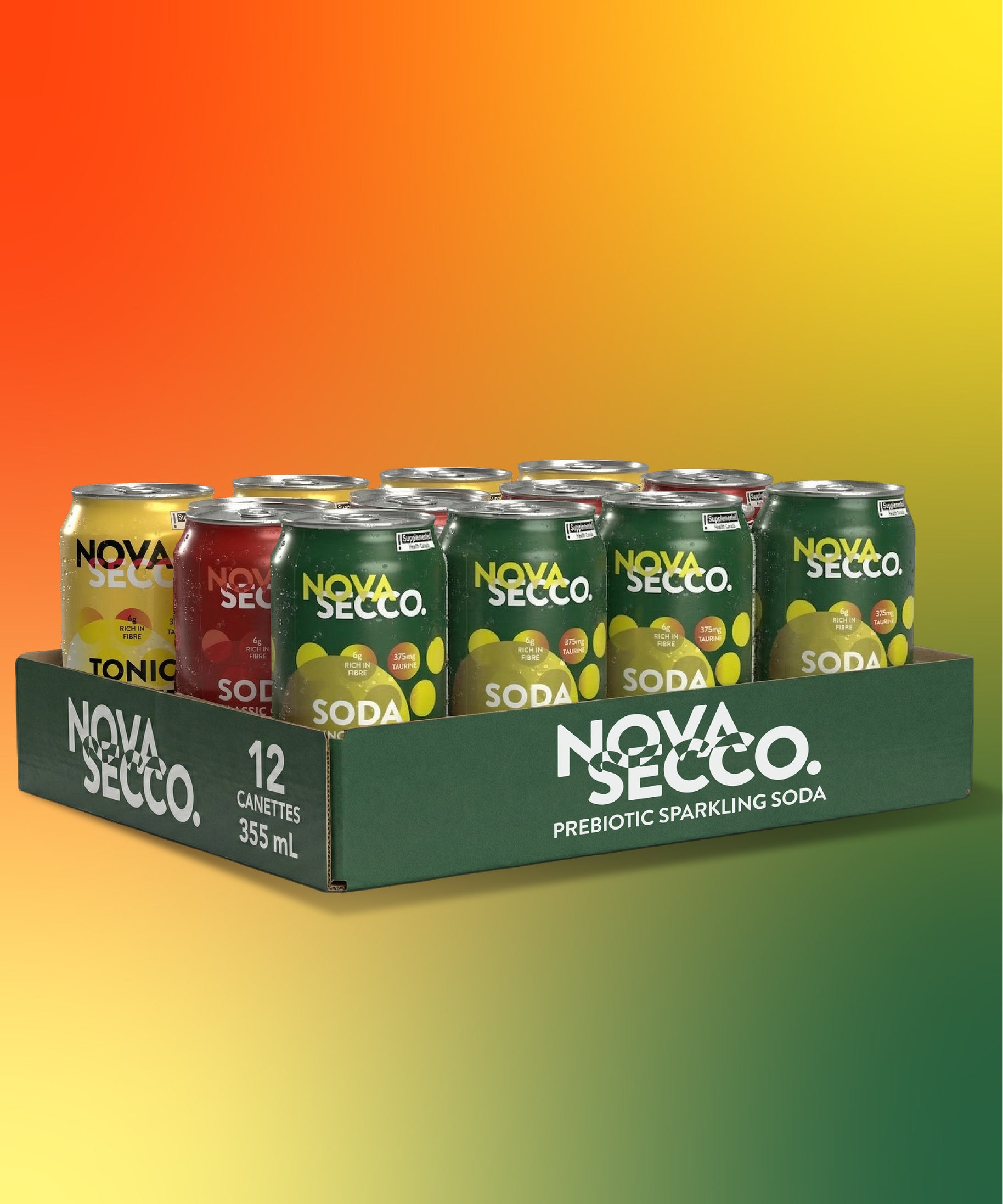 Novasecco Classic Variety Pack, prebiotic soda trio cola ginger lemon