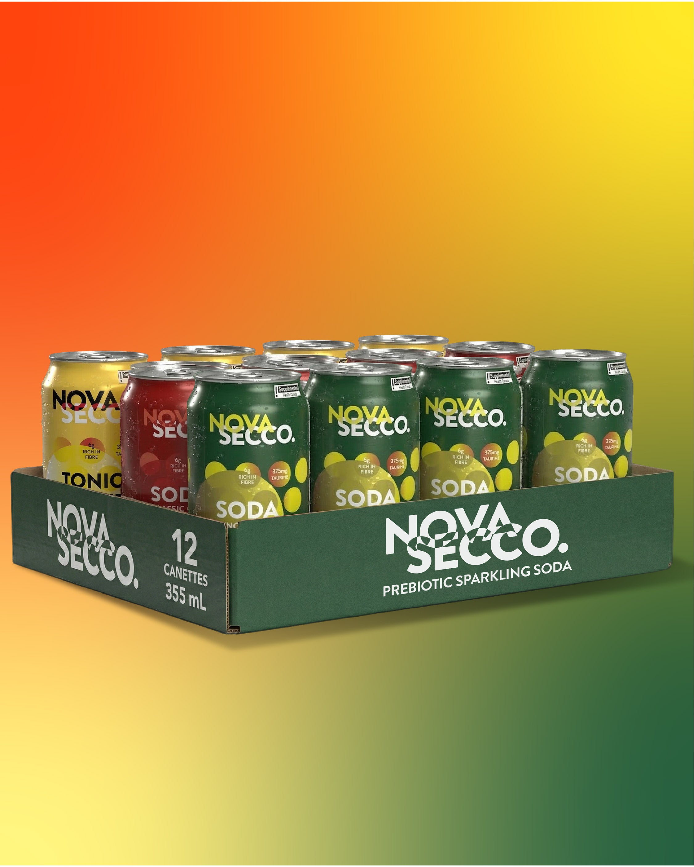 Novasecco Classic Variety Pack, prebiotic soda trio cola ginger lemon