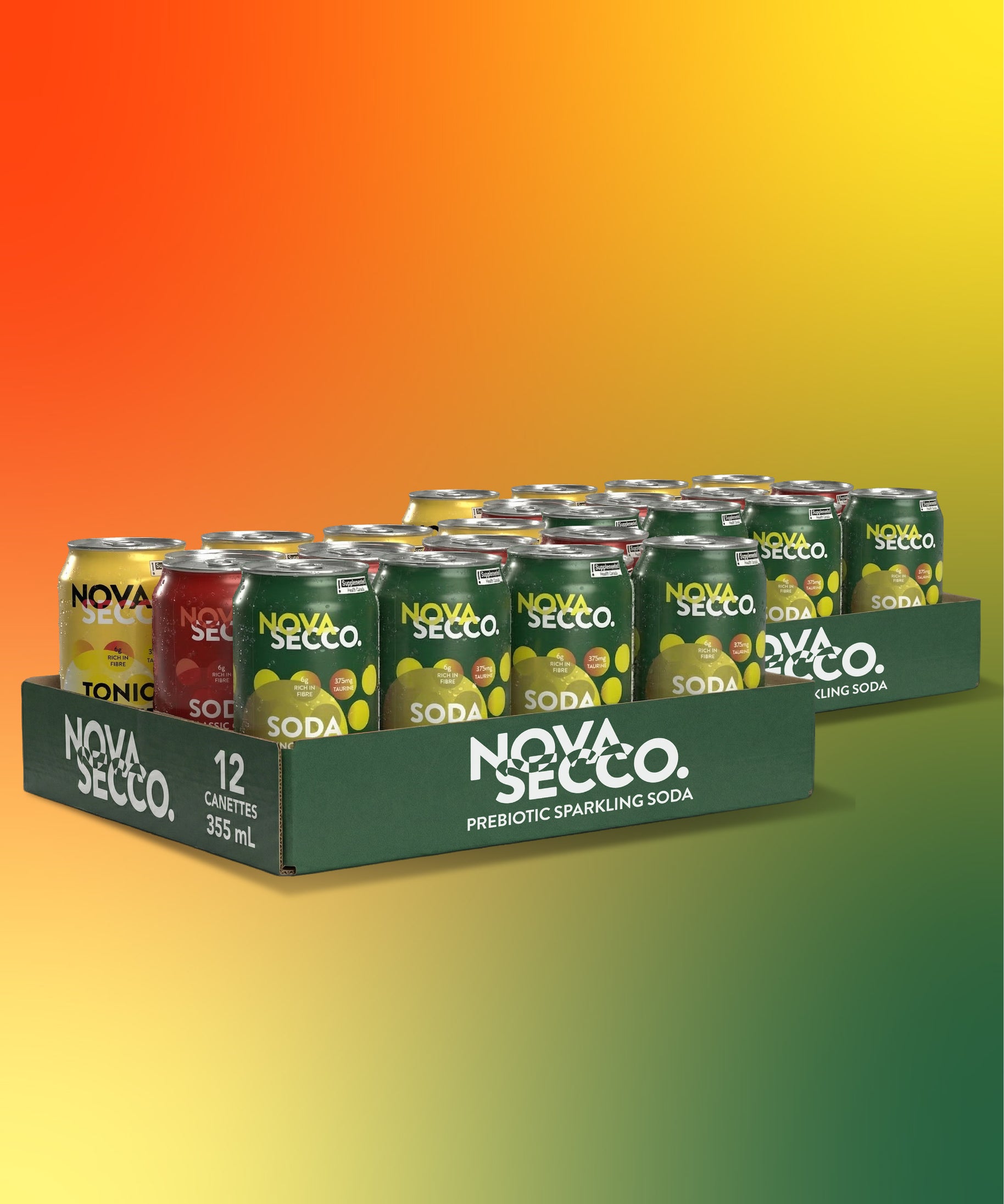 Novasecco Classic Variety Pack, prebiotic soda trio cola ginger lemon, label detail