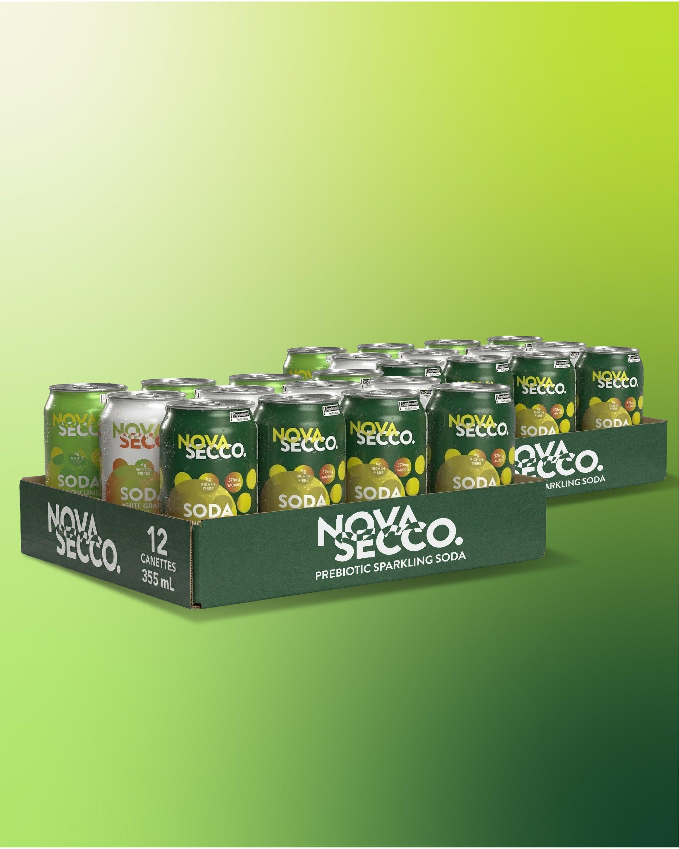 Novasecco Best Seller Variety Pack, prebiotic soda 3 flavours, label detail