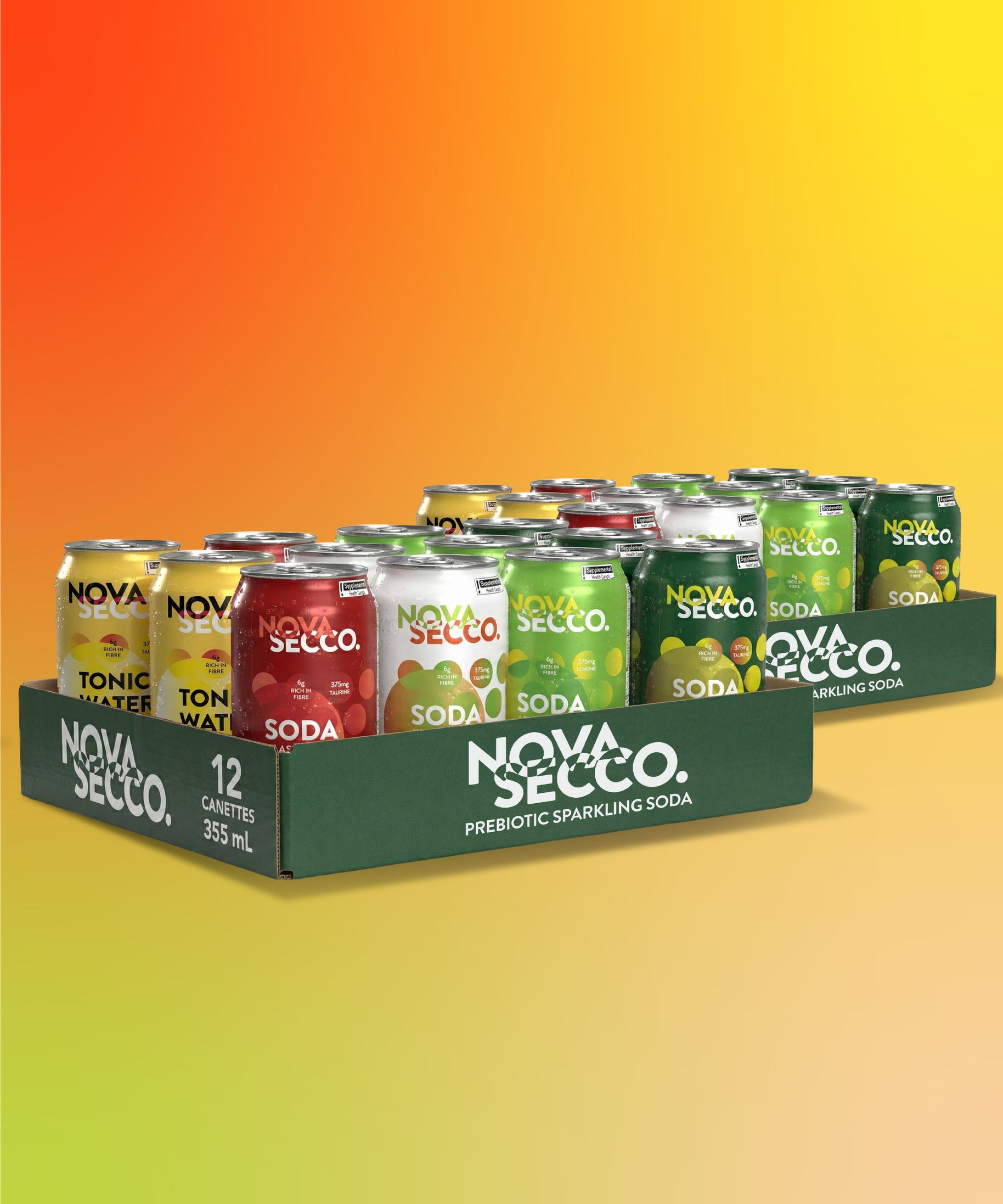 Novasecco Discovery Variety Pack, all 5 prebiotic soda flavours, label detail