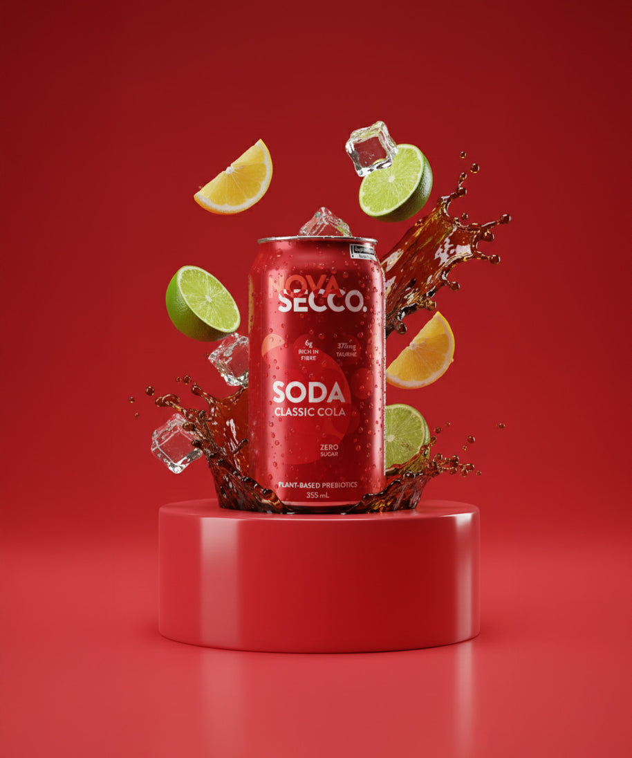 Novasecco Classic Cola can, prebiotic low sugar cola soda
